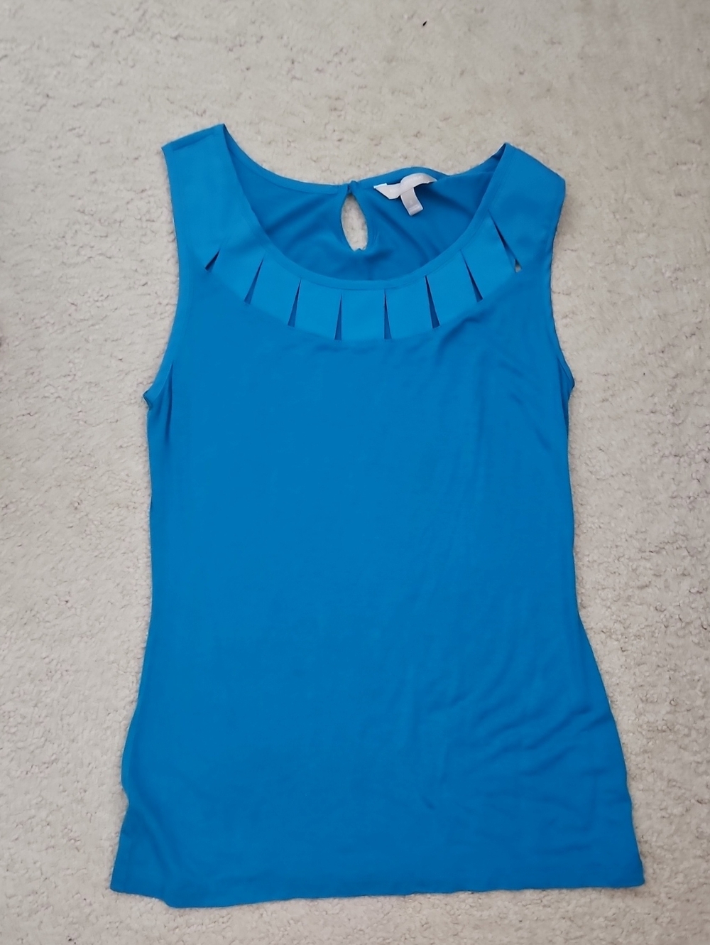 Banana Republic Factory Bright Blue Sleeveless Tank with Pleated Yoke